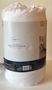 Mainstays Microfiber Textured Comforter Blanket WHITE Full/Queen NWT